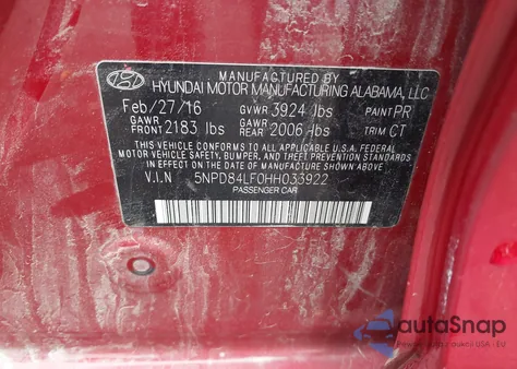 2017 Hyundai Elantra Limited из США, поврежденный, VIN 5NPD84LF0HH033922